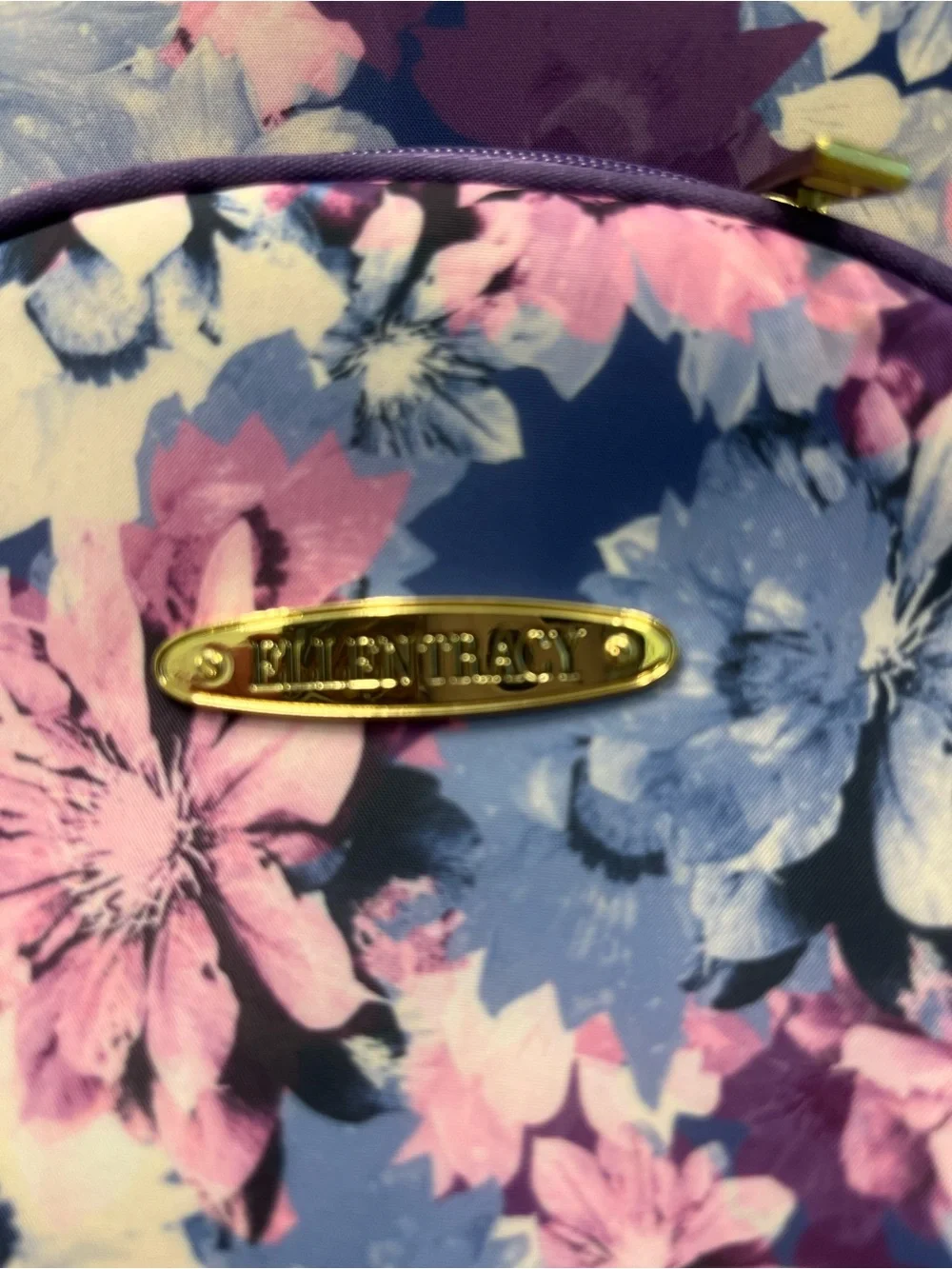 Ellen Tracy Purple Floral Cosmetic Bag Trio